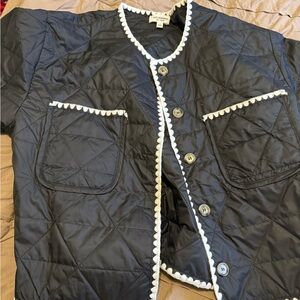 Eesome Black Quilted Puffer Jacket with White Trim
